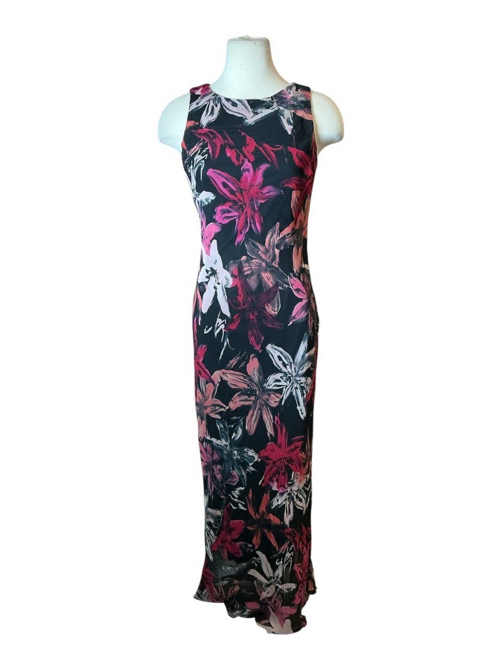 Vintage Y2K Jonathan Martin Floral Print High Neck Sleeveless Maxi Dress